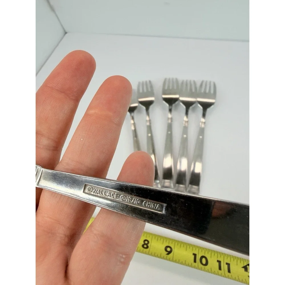4 Dinner Forks 2 Salad Wallace Napoli Stainless Flatware Glossy Lot